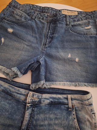 Shorts vaqueros mujer talla 40 con flecos