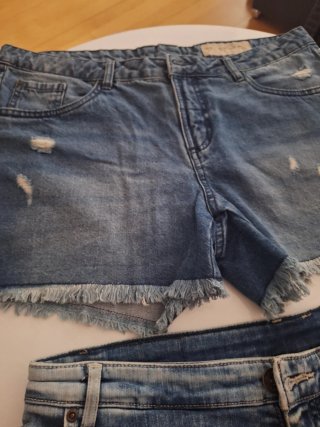 Shorts vaqueros mujer talla 40 con flecos