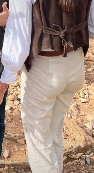 Pantalón pana y sarga beige