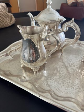 Juego de té o café de metal plateado