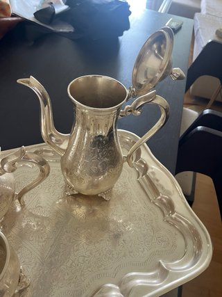 Juego de té o café de metal plateado