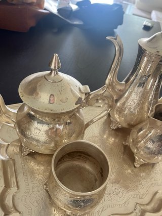 Juego de té o café de metal plateado