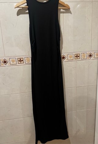 Vestido largo Shein negro fruncido talla 34 XS