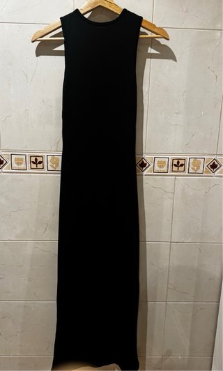 Vestido largo Shein negro fruncido talla 34 XS