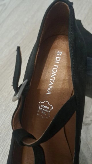 Zapatos de piel tacón Mary Jane negros