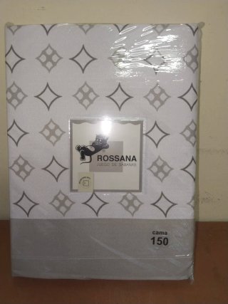 Juego Sábanas 150 Microfibra Blanco y Beige
