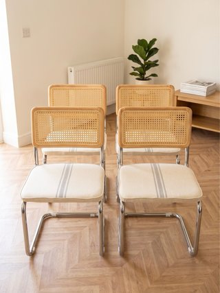 Set 4 Sillas Comedor Ratán y Metal