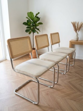 Set 4 Sillas Comedor Ratán y Metal
