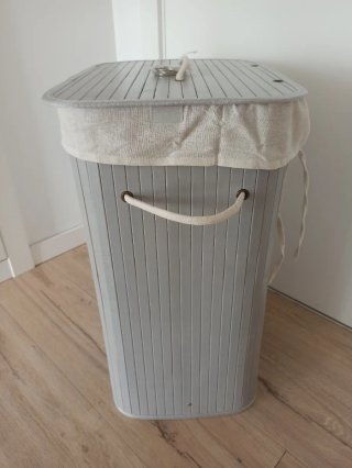 Cesto de ropa de bambú y tela, 72l