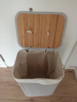 Cesto de ropa de bambú y tela, 72l