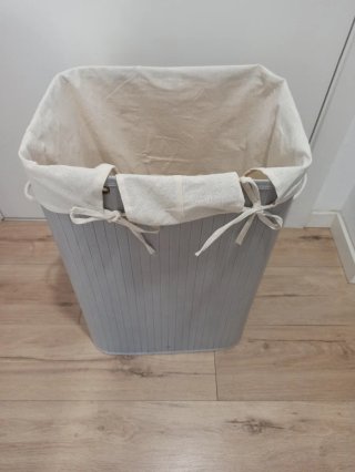 Cesto de ropa de bambú y tela, 72l