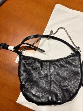 Bolso Zara Negro Piel Efecto Arrugado