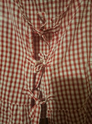 Blusa Stradivarius cuadros vichy roja y blanca T.S