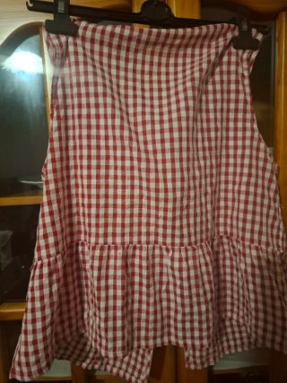 Blusa Stradivarius cuadros vichy roja y blanca T.S