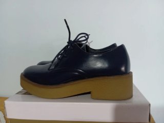 Zapatos charol azul cordones