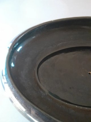 Maceta plana cerámica marino