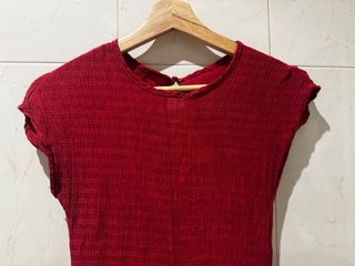 Vestido largo rojo S volantes asimétrico