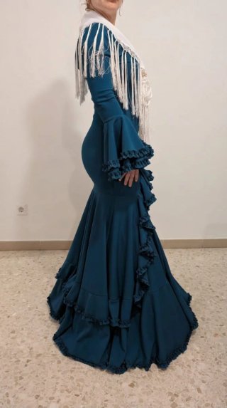 Traje Flamenca Azul petróleo TODAS LAS TALLAS