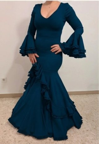 Traje Flamenca Azul petróleo TODAS LAS TALLAS
