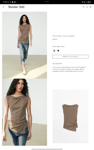 Top Massimo Dutti marrón drapeado S