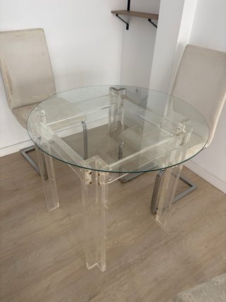Mesa redonda cristal y metal