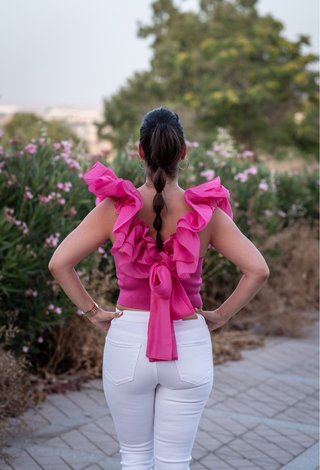 Top Fucsia con Volantes y Lazo