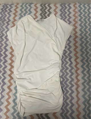 Vestido blanco Zara fruncido
