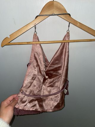 Top halter rosa metalizado