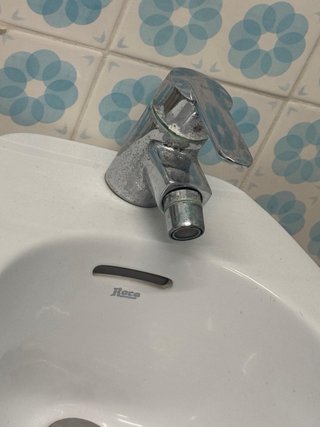 Bidé de cerámica blanco con grifo metálico
