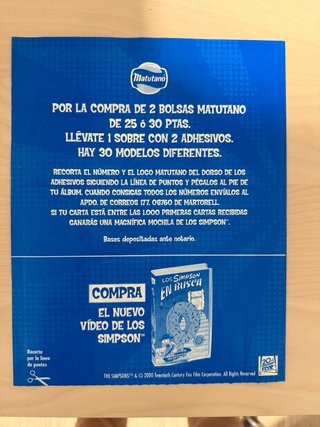 Álbum de Cromos Los Simpsons Matutano