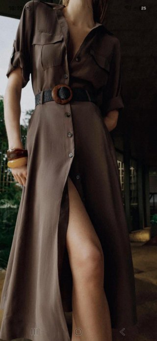 vestido camisero fluido con cinturón