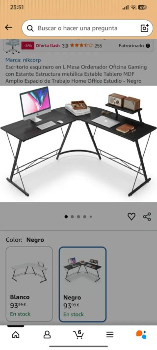 Escritorio esquinero L negro