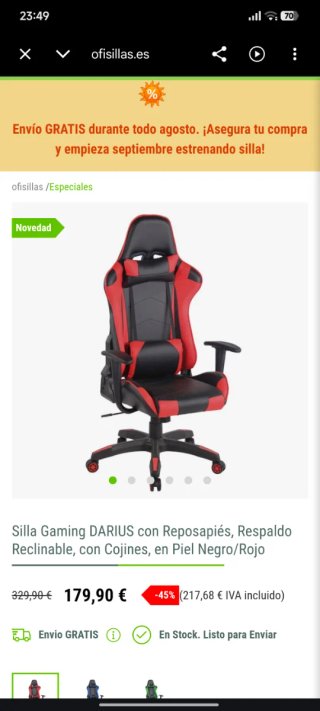 Silla Gamer Negra y Roja