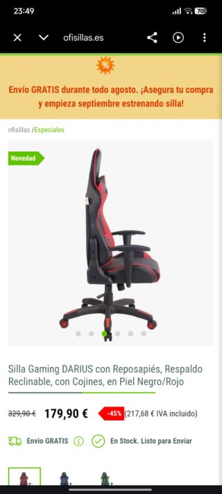 Silla Gamer Negra y Roja