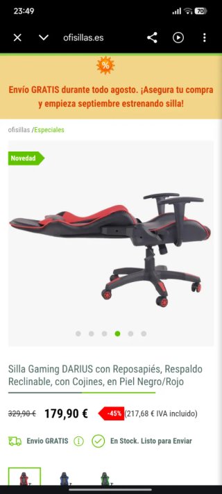 Silla Gamer Negra y Roja