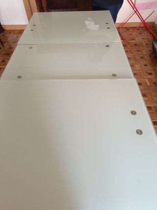 Mesa de cristal extensible gris