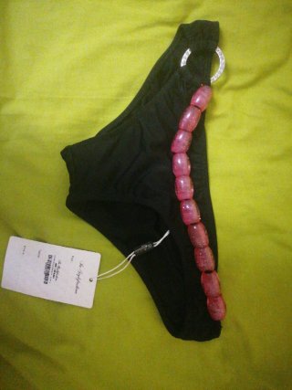 Bikini negro XS con abalorios rosas Nuevo