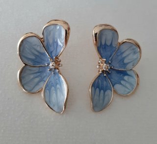 Pendientes flor azul y dorado