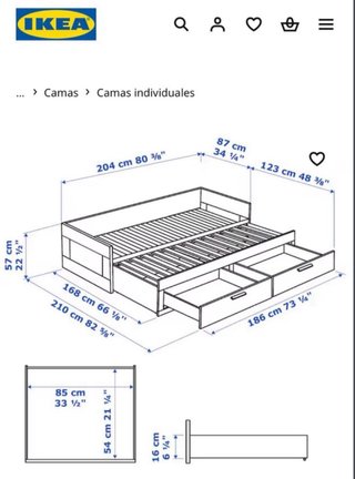 Cama IKEA extensible con 2 colchones
