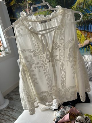 Vestido marrón y blanco