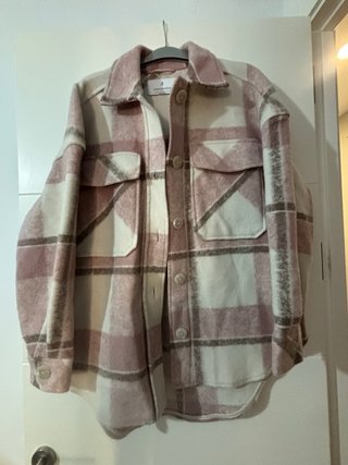 Sobrecamisa cuadros rosa y beige