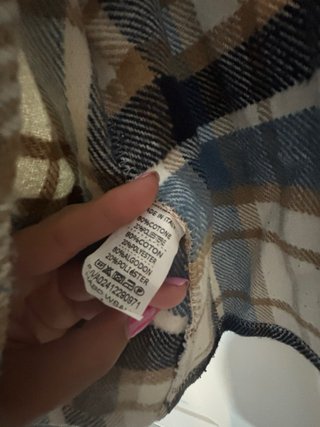 Sobrecamisa cuadros beige y azul
