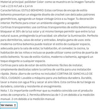 Cortinas 2 unidades Encaje Bohemio Leroy Merlin