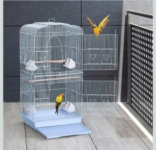 Jaula para pájaros con accesorios y bandeja