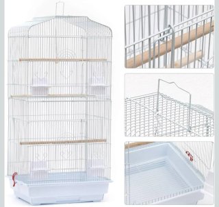 Jaula para pájaros con accesorios y bandeja