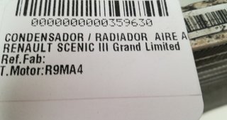 Renault condensador / radiador aire scenic 359630