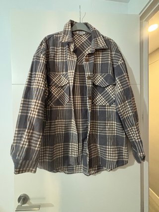 Sobrecamisa cuadros marrón y azul