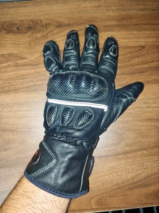 Guantes moto cuero y carbono