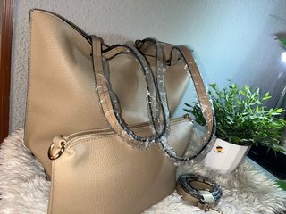 Bolso elegante de 2 piezas color beige