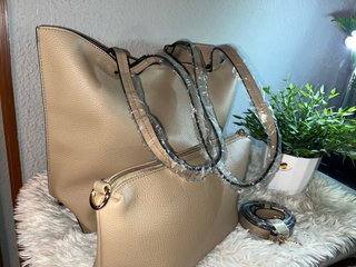 Bolso elegante de 2 piezas color beige